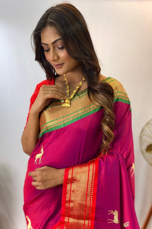 Load image into Gallery viewer, Radiant Dark Pink Soft Banarasi Silk Saree With Mesmeric Blouse Piece
