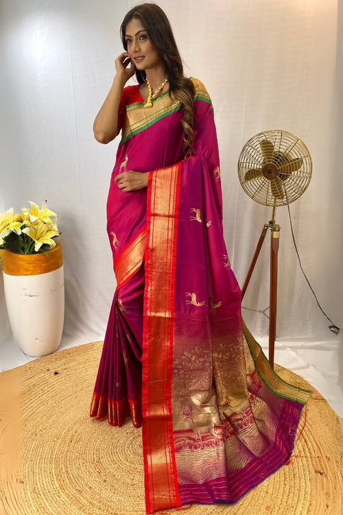 Load image into Gallery viewer, Radiant Dark Pink Soft Banarasi Silk Saree With Mesmeric Blouse Piece
