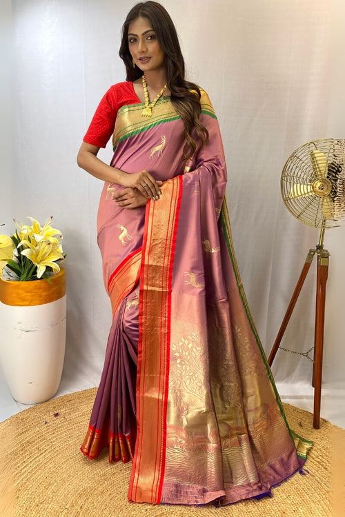 Load image into Gallery viewer, Cynosure Lavender Soft Banarasi Silk Saree With Eloquence Blouse Piece
