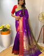 Charismatic Purple Soft Banarasi Silk Saree With Unequalled Blouse Piece