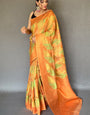 Majestic Pista Soft Banarasi Silk Saree With Quixotic Blouse Piece