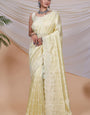 Extraordinary Beige Embroidery Work Soft Silk Saree With Amazing Blouse Piece