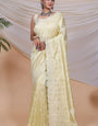 Angelic Yellow Embroidery Work Soft Silk Saree With Desuetude Blouse Piece