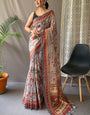 Fairytale Grey Kalamkari Printed Saree With Adorable Blouse Piece