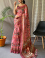 Pleasant Pink Kalamkari Printed Saree With Adoring Blouse Piece