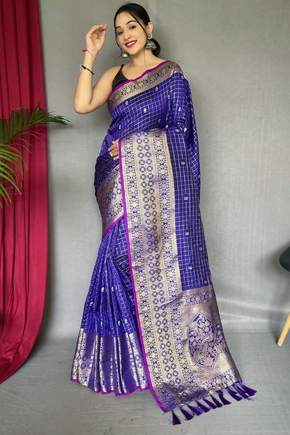 Girlish Royal Blue Soft Banarasi Silk Saree With Outstanding Blouse Piece