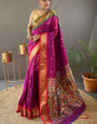 Pretty Dark Pink Paithani Silk Saree With Refreshing Blouse Piece