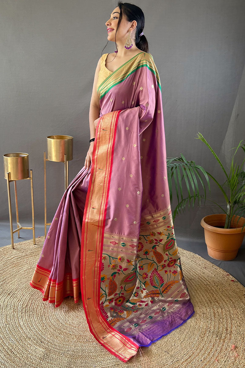 Majesty Pink Paithani Silk Saree With Preferable Blouse Piece