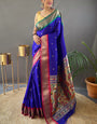 Propinquity Royal Blue Paithani Silk Saree With Pleasurable Blouse Piece