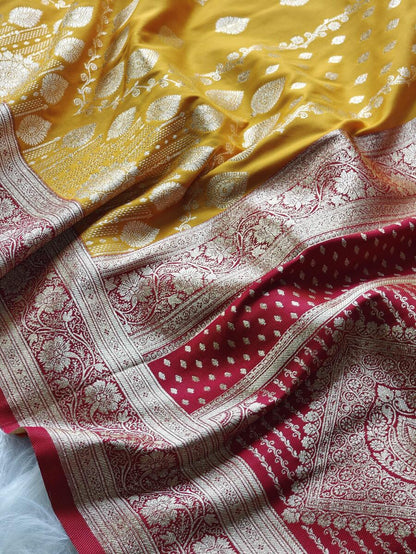 Allure Yellow Banarasi Satin Silk Saree With Mesmeric Blouse