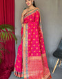 Lassitude Dark Pink Patola Silk Saree with Staggering Blouse Piece