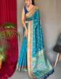 Gossamer Firozi Patola Silk Saree with Magnificat Blouse Piece