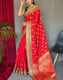 Angelic Red Patola Silk Saree with Entrancing Blouse Piece