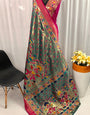 Prominent Rama Paithani Silk Saree With Glorious Blouse Piece