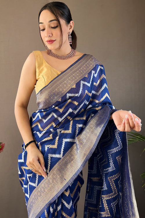 Load image into Gallery viewer, Fairytale Blue Cotton Silk Saree With Flamboyant Blouse Piece
