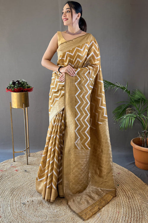 Load image into Gallery viewer, Beautiful Mustard Cotton Silk Saree With Intricate Blouse Piece
