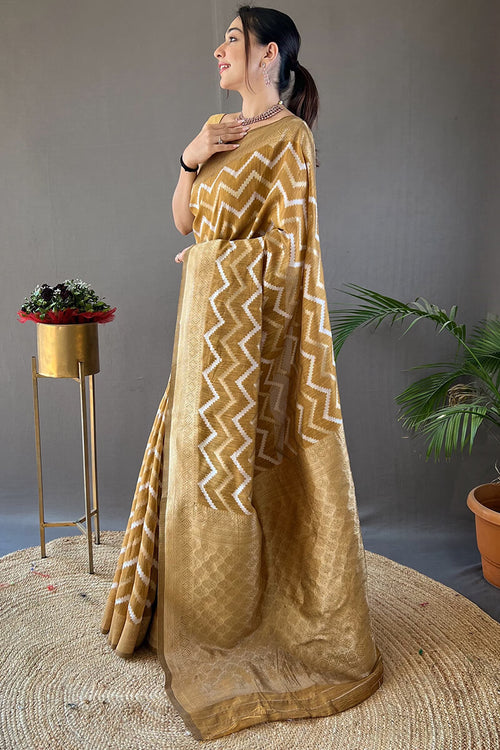 Load image into Gallery viewer, Beautiful Mustard Cotton Silk Saree With Intricate Blouse Piece
