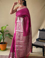 Entrancing Dark Pink Soft Banarasi Silk Saree With Glorious Blouse Piece