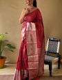 Ailurophile Maroon Soft Banarasi Silk Saree With Scintilla Blouse Piece