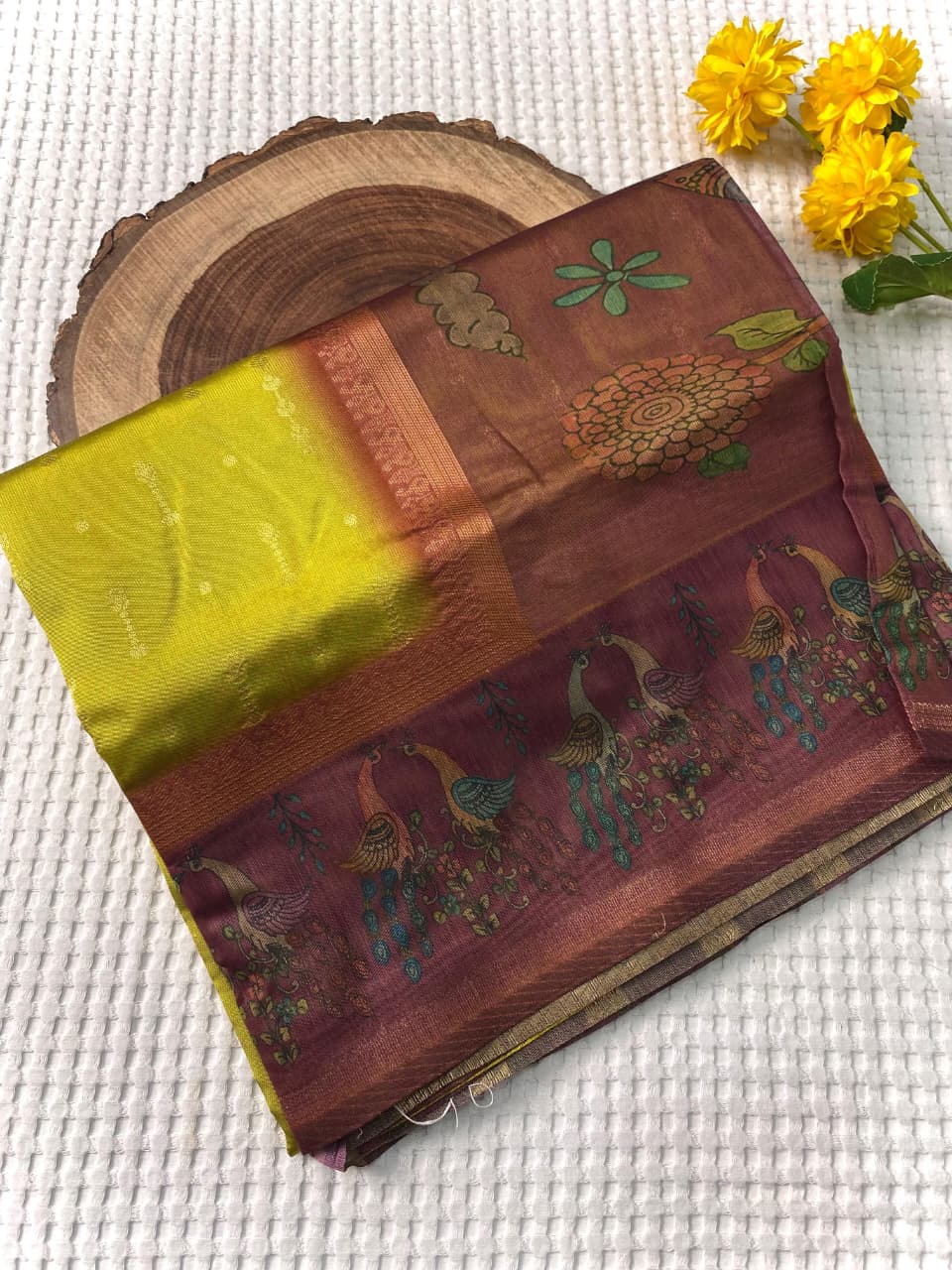 Sonorous Green Soft Chanderi Silk Printed Saree With Devastating Blouse Piece