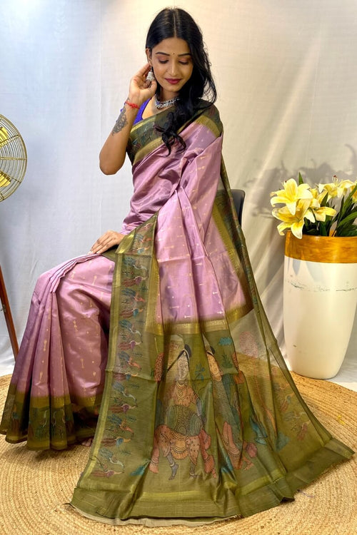 Load image into Gallery viewer, Entrancing Lavender Printed Soft Chanderi Silk Saree With Radiant Blouse Piece
