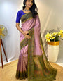 Entrancing Lavender Printed Soft Chanderi Silk Saree With Radiant Blouse Piece