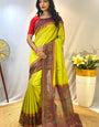 Energetic Mehndi Printed Soft Chanderi Silk Saree With Classy Blouse Piece