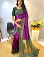 Desiring Purple Printed Soft Chanderi Silk Saree With Prettiest Blouse Piece