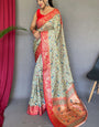 Mellifluous Off White Kalamkari Printed Saree With Ineffable Blouse Piece