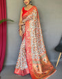 Resonant Beige Kalamkari Printed Saree With Quixotic Blouse Piece