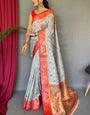 Pulsating Sky Kalamkari Printed Saree With Aplomb Blouse Piece