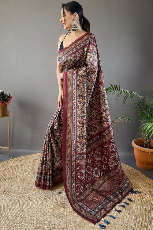 Load image into Gallery viewer, Flamboyant Black Digital Printed Soft Silk Saree With Fairytale Blouse Piece
