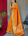 Embrocation Orange Patola Silk Saree with Lagniappe Blouse Piece