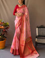 Piquant Baby Pink Cotton Silk Saree With Ethereal Blouse Piece