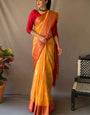 Eclat Yellow Cotton Silk Saree With Ethereal Blouse Piece