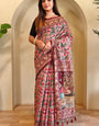 Admirable Pink Kalamkari Printed Saree With Stunner Blouse Piece