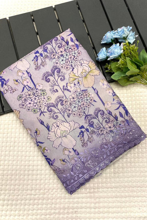 Load image into Gallery viewer, Sizzling Lavender Embroidery Work Tussar Silk Saree With Unequalled Blouse Piece
