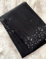 Flamboyant Black Embroidery Work Organza Silk Saree With Fancifull Blouse Piece