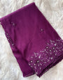 Enticing Purple Embroidery Work Organza Silk Saree With Demesne Blouse Piece