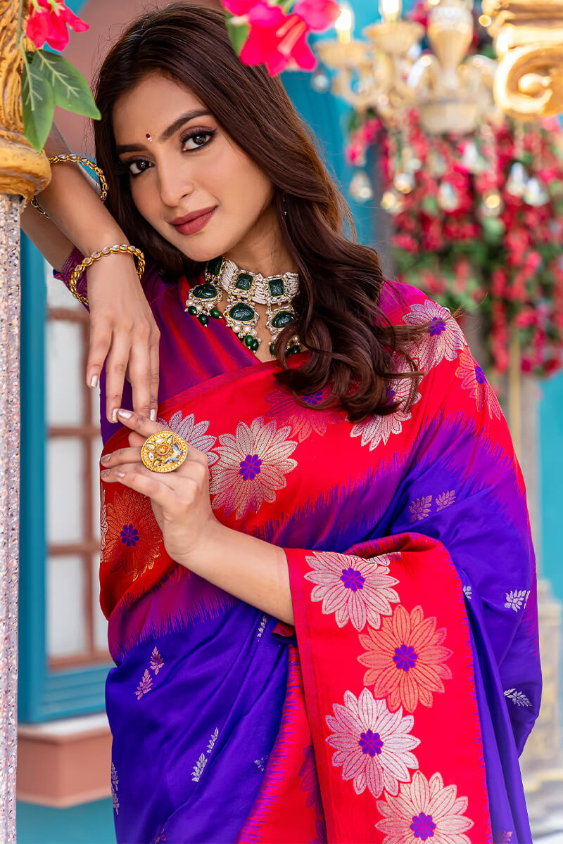 Mellifluous Royal Blue Soft Banarasi Silk Saree With Effervescent Blouse Piece