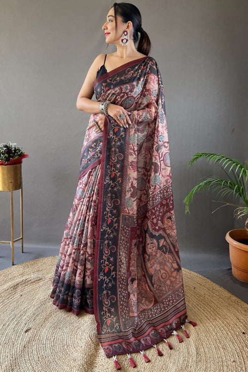 Load image into Gallery viewer, Inspiring Pink Digital Printed Cotton Silk Saree With Preferable Blouse Piece
