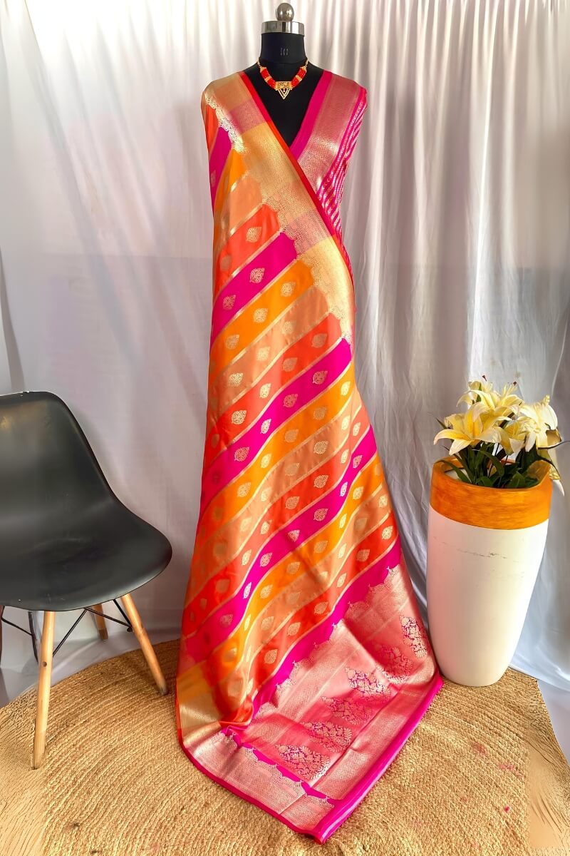 Sempiternal Multicolor Soft Banarasi Silk Saree With Charismatic Blouse Piece