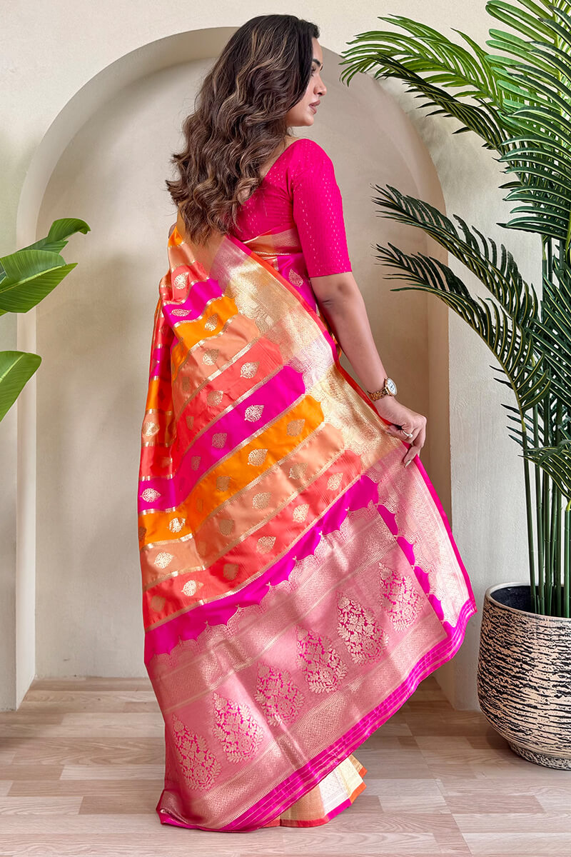 Sempiternal Multicolor Soft Banarasi Silk Saree With Charismatic Blouse Piece