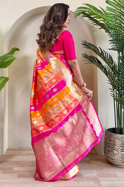 Sempiternal Multicolor Soft Banarasi Silk Saree With Charismatic Blouse Piece
