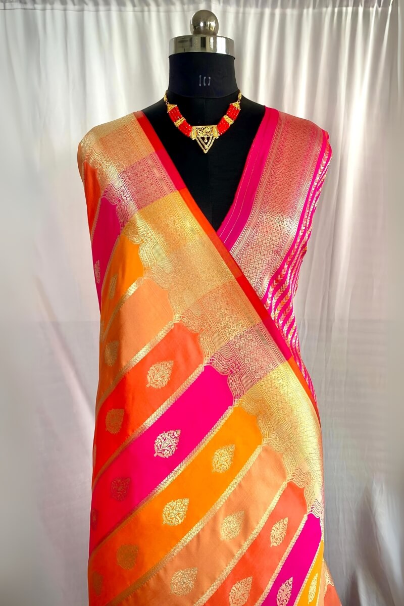 Sempiternal Multicolor Soft Banarasi Silk Saree With Charismatic Blouse Piece