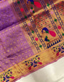 Mellifluous Lavender Paithani Silk Saree With Fantabulous Blouse Piece