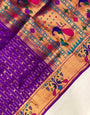 Adorable Purple Paithani Silk Saree With Bucolic Blouse Piece