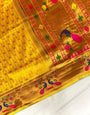 Beauteous Yellow Paithani Silk Saree With Lagniappe Blouse Piece