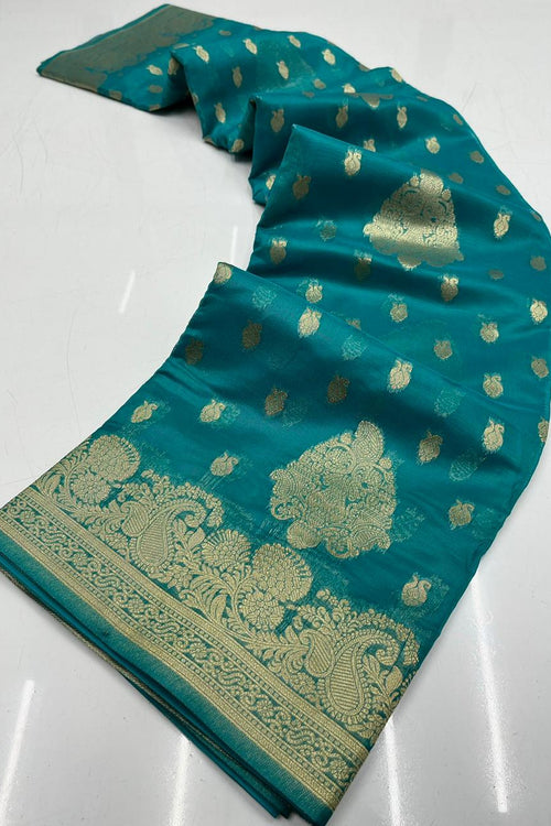 Load image into Gallery viewer, Pleasant Rama Organza Silk Saree With Dalliance Blouse Piece
