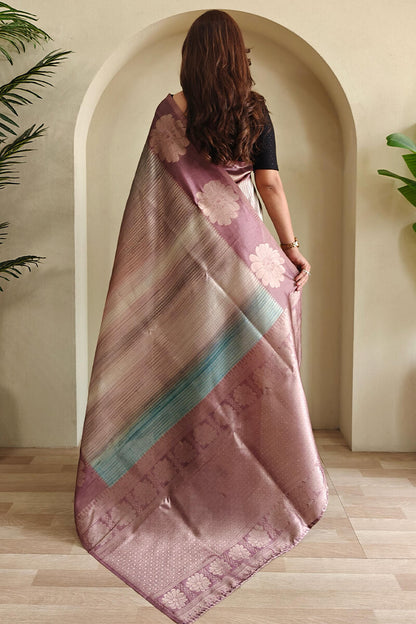 Desirable Brown Soft Banarasi Silk Saree With Glorious Blouse Piece